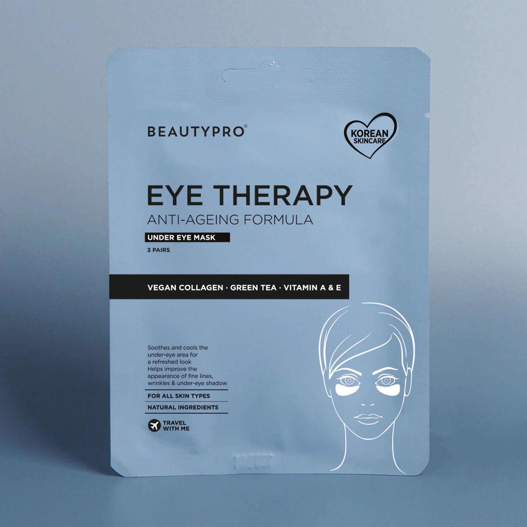 BEAUTYPRO - Plasturi pentru ochi cu colagen vegan, ceai verde și vitamine (3 perechi)