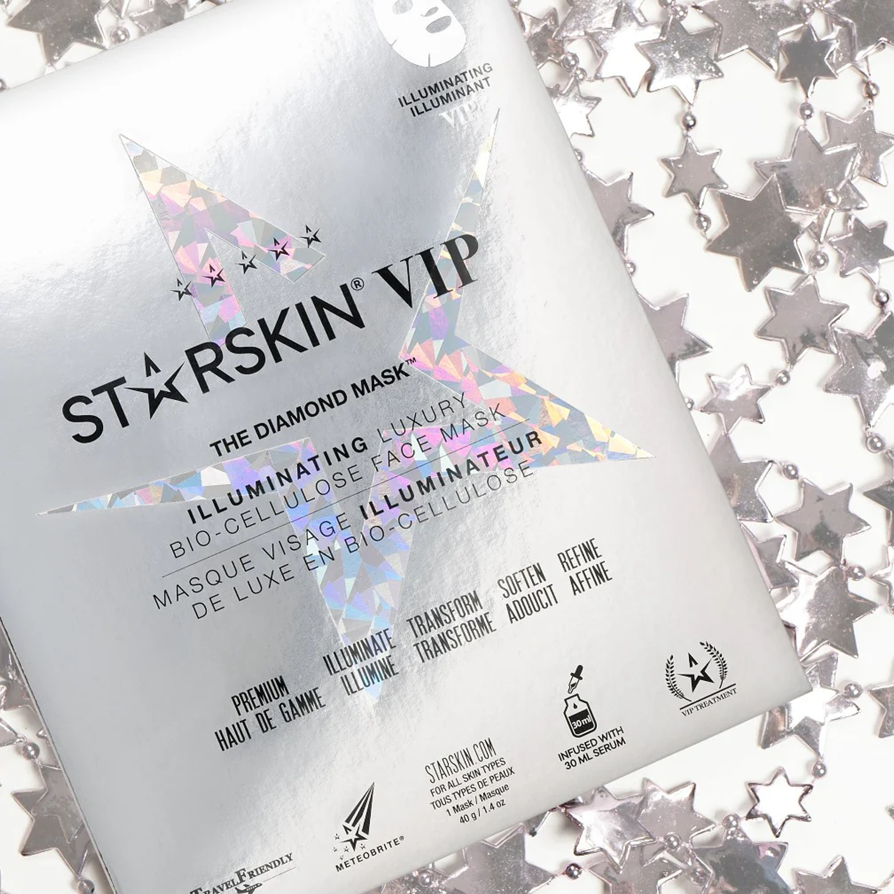 Mască facială Diamond Illuminating din bio-celuloză