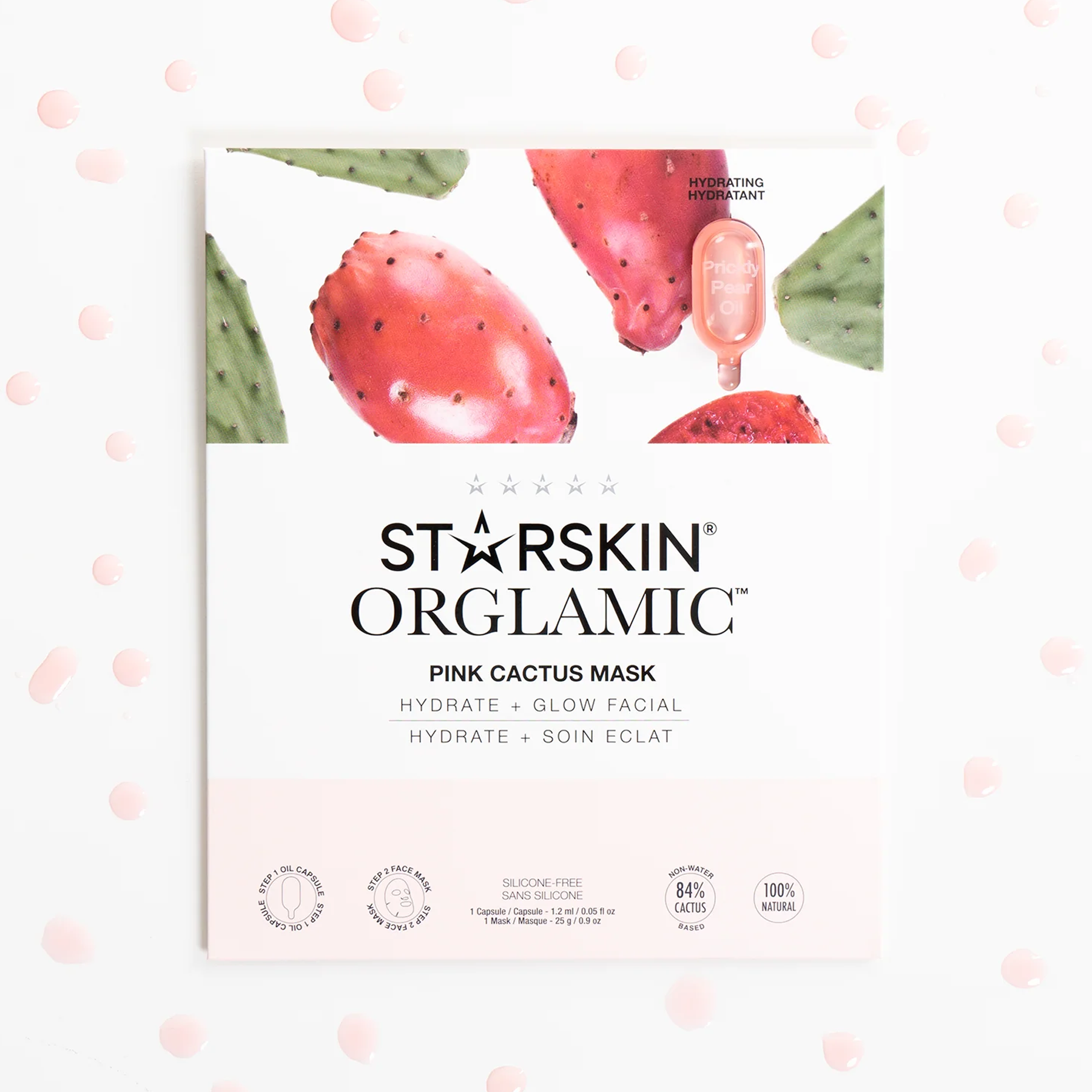 Mască facială ORGLAMIC™ Pink Cactus în 2 pași