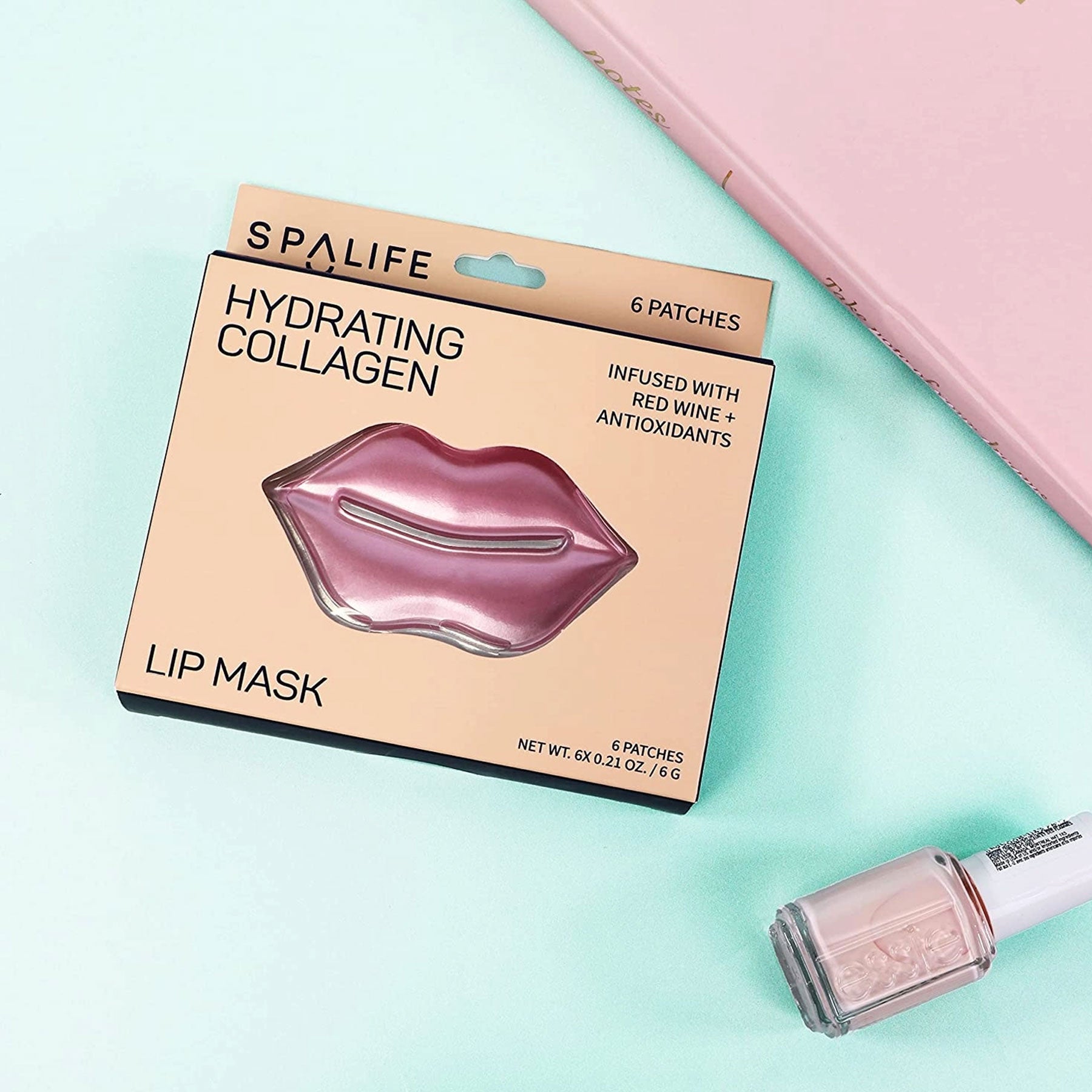 Măști hidrogel pentru buze hidratante cu colagen și vin roșu – 6 buc