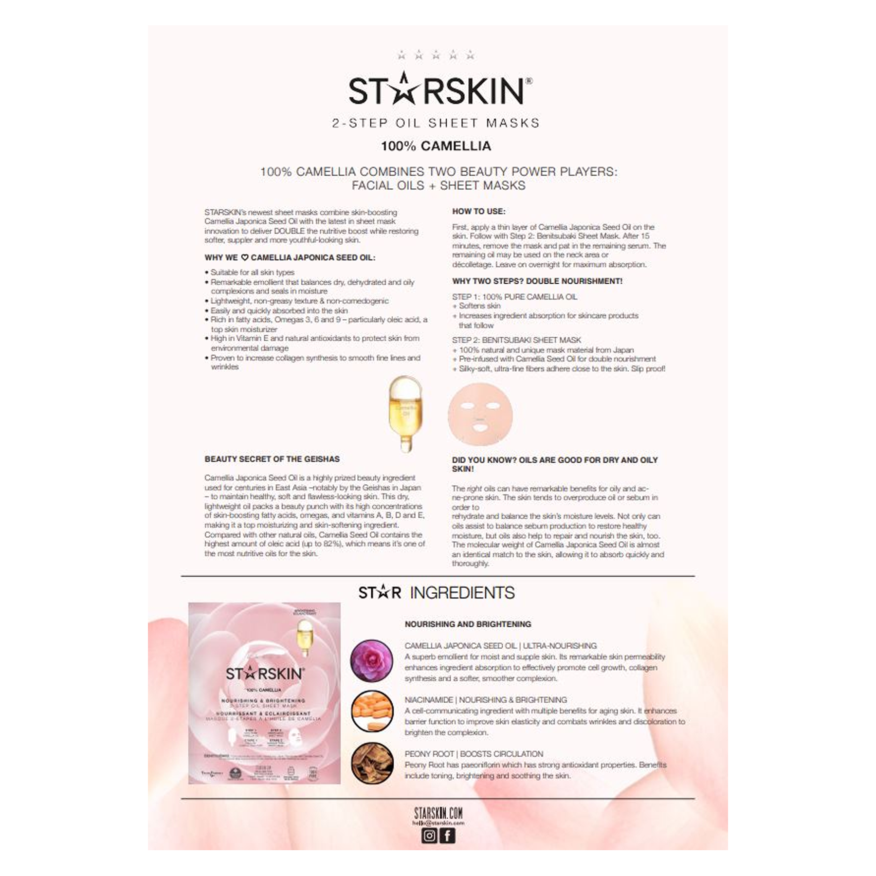 STARSKIN - Mască facială în 2 pași cu ulei de Camellia